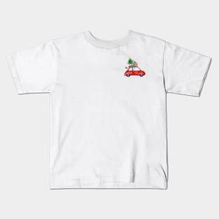Merry Christmas Retro car with Christmas Gifts. Kids T-Shirt
